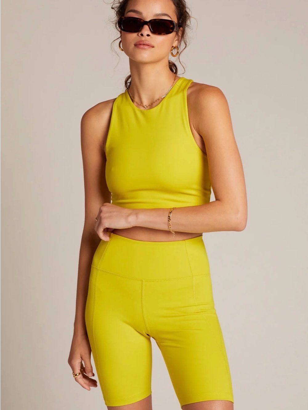 GIRLFRIEND COLLECTIVE Chartreuse High-Rise Bike Short